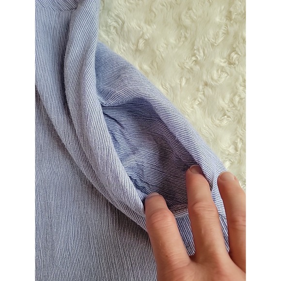 Lulus | Size L | Off the Shoulder Blue & White Striped Flowy Woven Dress Lined - Picture 15 of 15